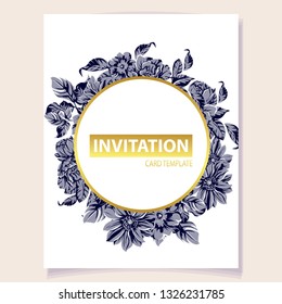 Invitation greeting card with floral background. Wedding invitation, thank you card, save the date cards.