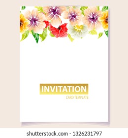 Invitation greeting card with floral background. Wedding invitation, thank you card, save the date cards.