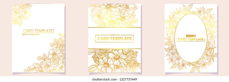 Invitation greeting card with floral background. Wedding invitation, thank you card, save the date cards.