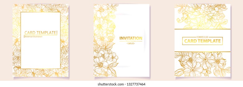 Invitation greeting card with floral background. Wedding invitation, thank you card, save the date cards.