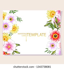 Invitation greeting card with floral background. Wedding invitation, thank you card, save the date cards.