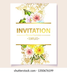 Invitation greeting card with floral background. Wedding invitation, thank you card, save the date cards.