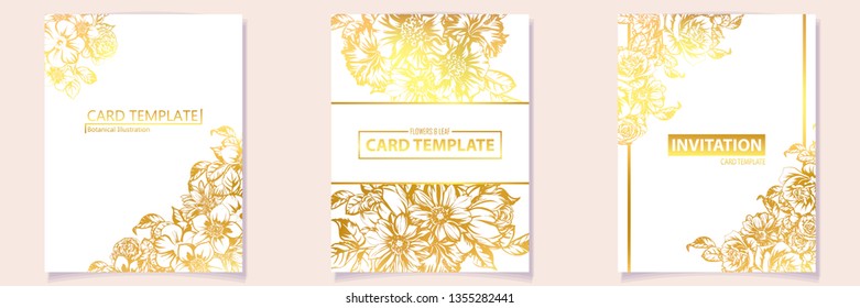 Invitation greeting card with floral background. Wedding invitation, thank you card, save the date cards.