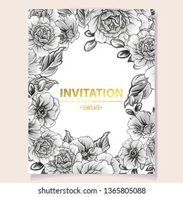 Invitation greeting card with floral background. Wedding invitation, thank you card, save the date cards.