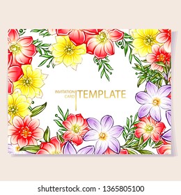Invitation greeting card with floral background. Wedding invitation, thank you card, save the date cards.