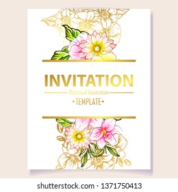 Invitation greeting card with floral background. Wedding invitation, thank you card, save the date cards.