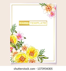 Invitation greeting card with floral background. Wedding invitation, thank you card, save the date cards.