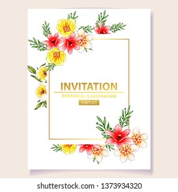 Invitation greeting card with floral background. Wedding invitation, thank you card, save the date cards.