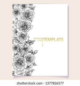 Invitation greeting card with floral background. Wedding invitation, thank you card, save the date cards.