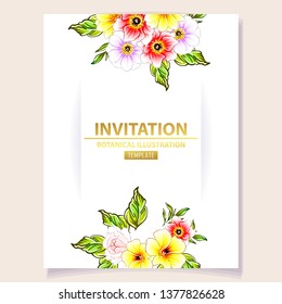 Invitation greeting card with floral background. Wedding invitation, thank you card, save the date cards.