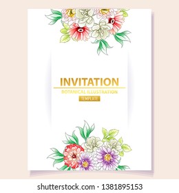 Invitation greeting card with floral background. Wedding invitation, thank you card, save the date cards.