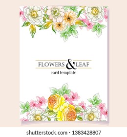 Invitation greeting card with floral background. Wedding invitation, thank you card, save the date cards.