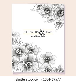 Invitation greeting card with floral background. Wedding invitation, thank you card, save the date cards.