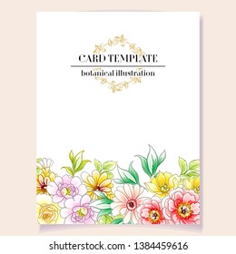 Invitation greeting card with floral background. Wedding invitation, thank you card, save the date cards.