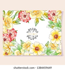 Invitation greeting card with floral background. Wedding invitation, thank you card, save the date cards.