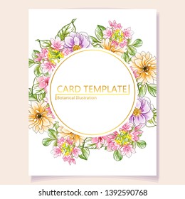 Invitation greeting card with floral background. Wedding invitation, thank you card, save the date cards.