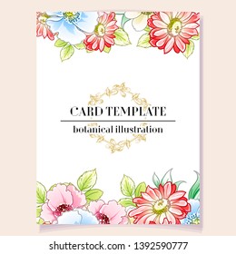 Invitation greeting card with floral background. Wedding invitation, thank you card, save the date cards.