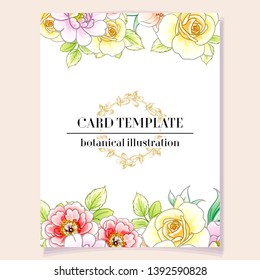 Invitation greeting card with floral background. Wedding invitation, thank you card, save the date cards.