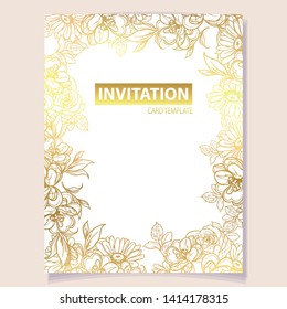 Invitation greeting card with floral background. Wedding invitation, thank you card, save the date cards.