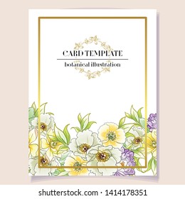 Invitation greeting card with floral background. Wedding invitation, thank you card, save the date cards.