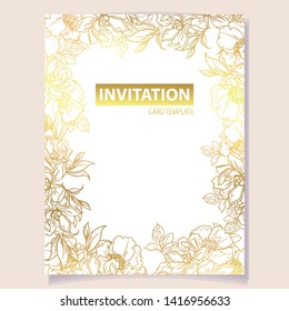 Invitation greeting card with floral background. Wedding invitation, thank you card, save the date cards.