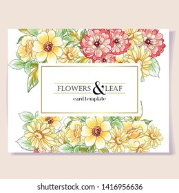 Invitation greeting card with floral background. Wedding invitation, thank you card, save the date cards.