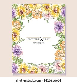 Invitation greeting card with floral background. Wedding invitation, thank you card, save the date cards.