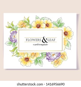 Invitation greeting card with floral background. Wedding invitation, thank you card, save the date cards.