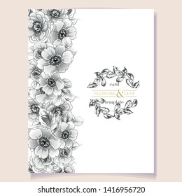 Invitation greeting card with floral background. Wedding invitation, thank you card, save the date cards.