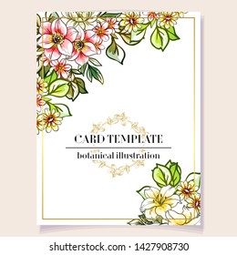 Invitation greeting card with floral background. Wedding invitation, thank you card, save the date cards.