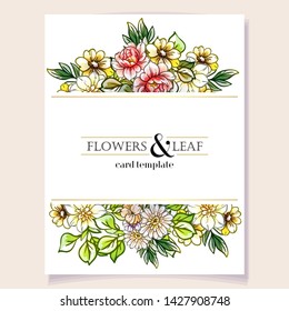 Invitation greeting card with floral background. Wedding invitation, thank you card, save the date cards.