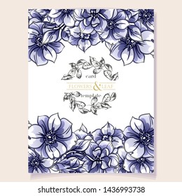 Invitation greeting card with floral background. Wedding invitation, thank you card, save the date cards.