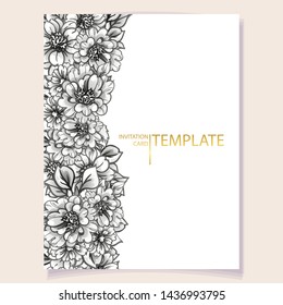 Invitation greeting card with floral background. Wedding invitation, thank you card, save the date cards.