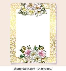 Invitation greeting card with floral background. Wedding invitation, thank you card, save the date cards.
