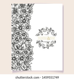 Invitation greeting card with floral background. Wedding invitation, thank you card, save the date cards.