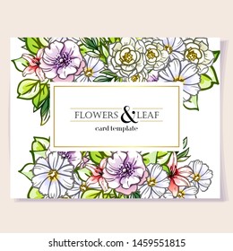 Invitation greeting card with floral background. Wedding invitation, thank you card, save the date cards.