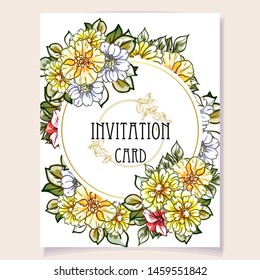 Invitation greeting card with floral background. Wedding invitation, thank you card, save the date cards.