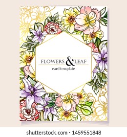 Invitation greeting card with floral background. Wedding invitation, thank you card, save the date cards.