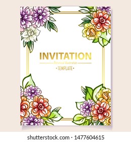 Invitation greeting card with floral background. Wedding invitation, thank you card, save the date cards.
