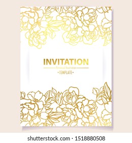 Invitation greeting card with floral background. Wedding invitation, thank you card, save the date cards.