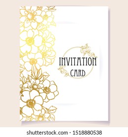 Invitation greeting card with floral background. Wedding invitation, thank you card, save the date cards.