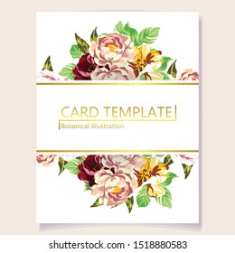 Invitation greeting card with floral background. Wedding invitation, thank you card, save the date cards.