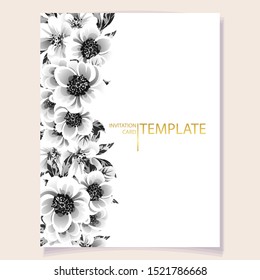 Invitation greeting card with floral background. Wedding invitation, thank you card, save the date cards.