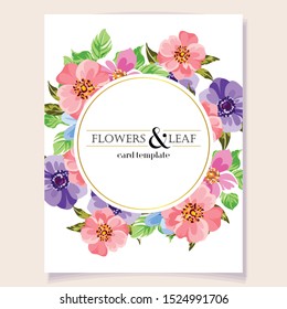 Invitation greeting card with floral background. Wedding invitation, thank you card, save the date cards.