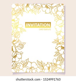 Invitation greeting card with floral background. Wedding invitation, thank you card, save the date cards.