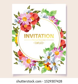 Invitation greeting card with floral background. Wedding invitation, thank you card, save the date cards.