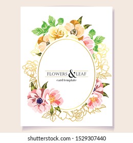 Invitation greeting card with floral background. Wedding invitation, thank you card, save the date cards.