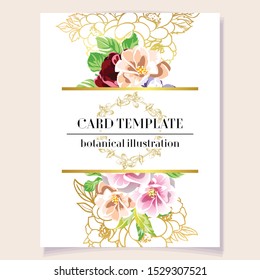 Invitation greeting card with floral background. Wedding invitation, thank you card, save the date cards.