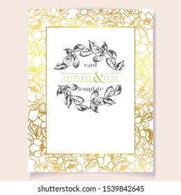 Invitation greeting card with floral background. Wedding invitation, thank you card, save the date cards.