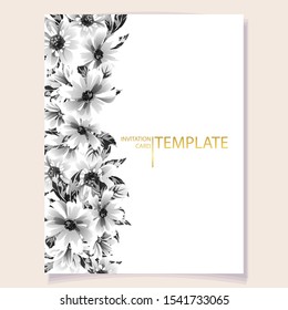 Invitation greeting card with floral background. Wedding invitation, thank you card, save the date cards.